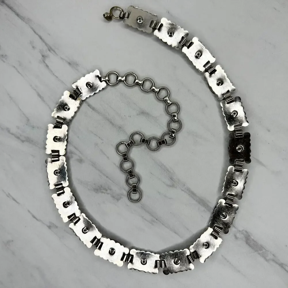 Multicolor Cabochon Concho Silver Tone Chain Link Belt Small/Medium (S/M) Boho ✨ - Picture 2 of 11